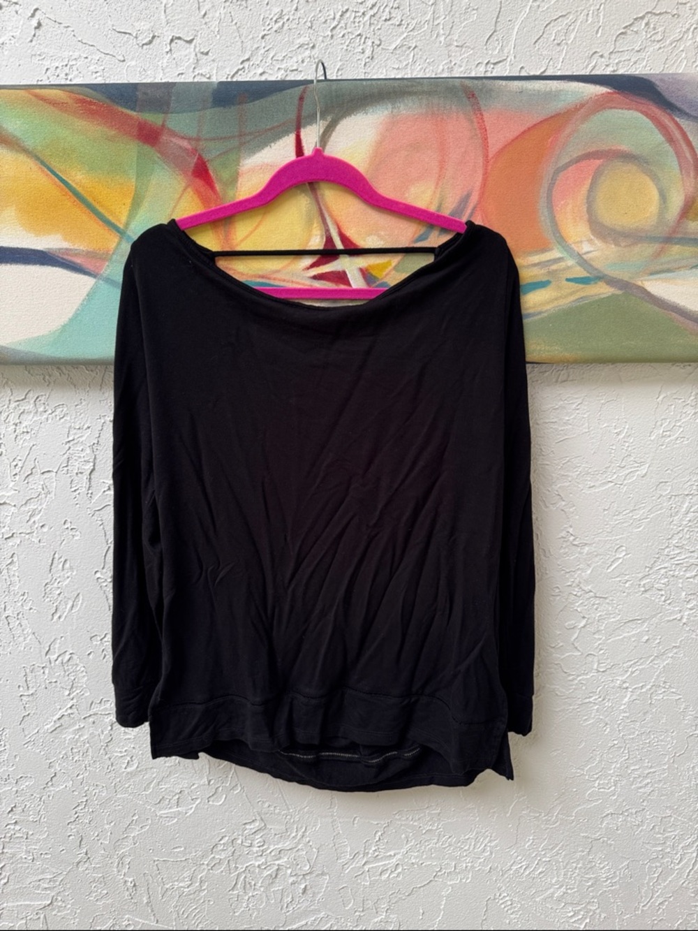 Soma Black Long Sleeve Boatneck Tee